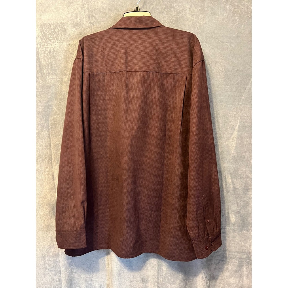 Natural Issue Brown Herringbone Button Front Shir… - image 6